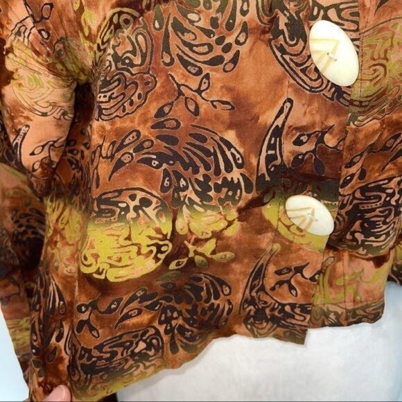 Tanami Pant Top Set Womens Size Medium M Vintage Rayon Patterned Brown Black - Picture 8 of 12